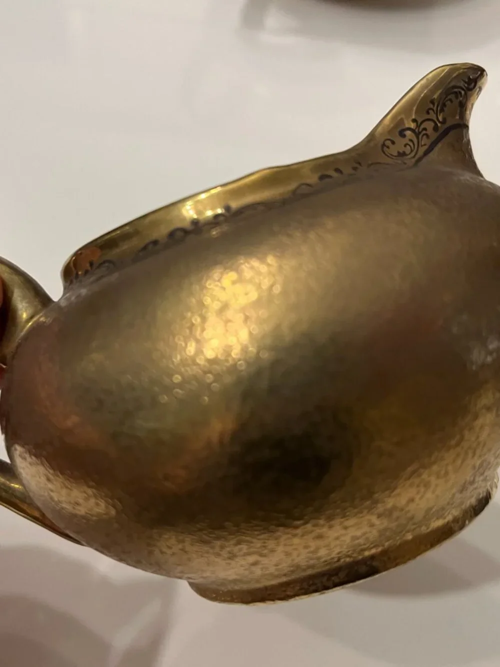 Vintage 3-Piece Japanese Encrusted Weeping Gold Porcelain Tea Set -